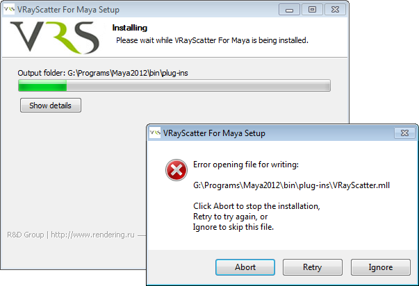  VRayScatter for Maya installation error